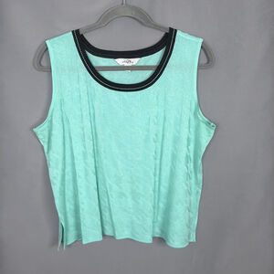 Ming Wang Top Womens 3X Mint Green Sleeveless Tank Shell Acrylic Knit Career